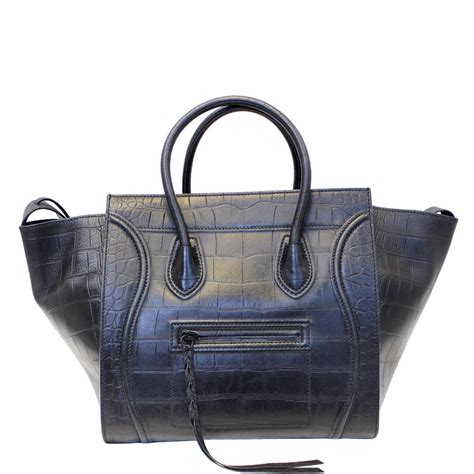 croc leather celine luggage bag